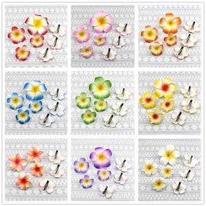 50PCS 5/6/9CM Hawaiian Flowers 10Colors Fake Plumeria Artificial Foam Frangipani Flower Heads For DIY Beach Wedding Party Garland Decor