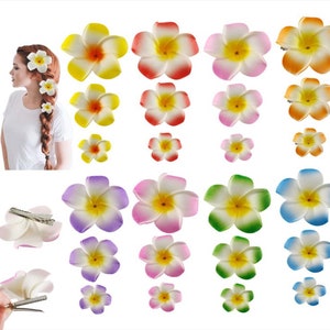 50pcs/lot 5/6/9cm Foam Hawaiian Plumeria Flower Hairpin Frangipani Flower Bridal Hairclip Ear Flower