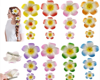 50pcs/lot 5/6/9cm Foam Hawaiian Plumeria Flower Hairpin Frangipani Flower Bridal Hairclip Ear Flower