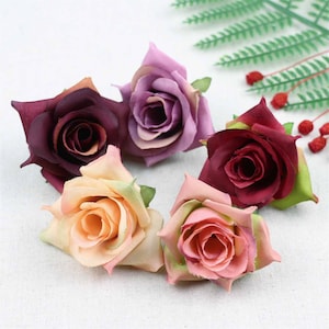 60Pcs/Lot Artificial Silk Flowers Bulk Wholesale 6cm Fake Rose For DIY Crafts Flower Wall Crown Mobile Flower Decor Faux Flower 14Colors