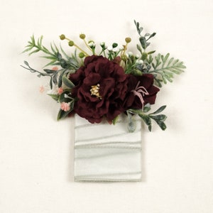 1PCS Burgundy Pocket Boutonniere Wedding Boutonniere Groom&#39;s Groomsmen Wedding Decor Handmade Flower Pocket Flower