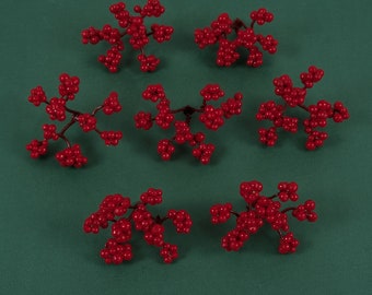 6/150PCS Red Holly Berry For DIY Crafts Bouquets Crown Headband Wreath Xmas Tree Holiday Wall Ornament Decor Fake Berry