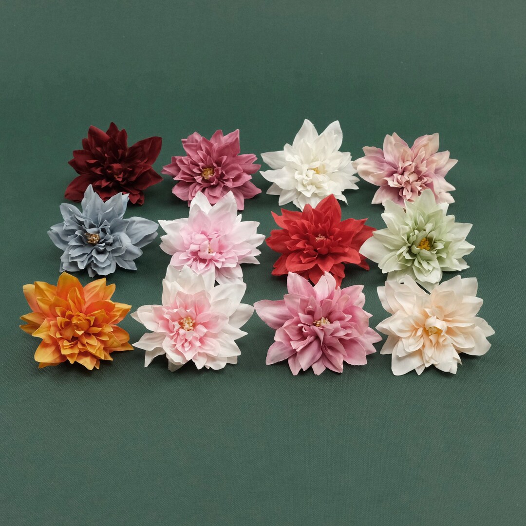 12colors Dahlia Artificial Silk Flower Head for Wedding Bride Party