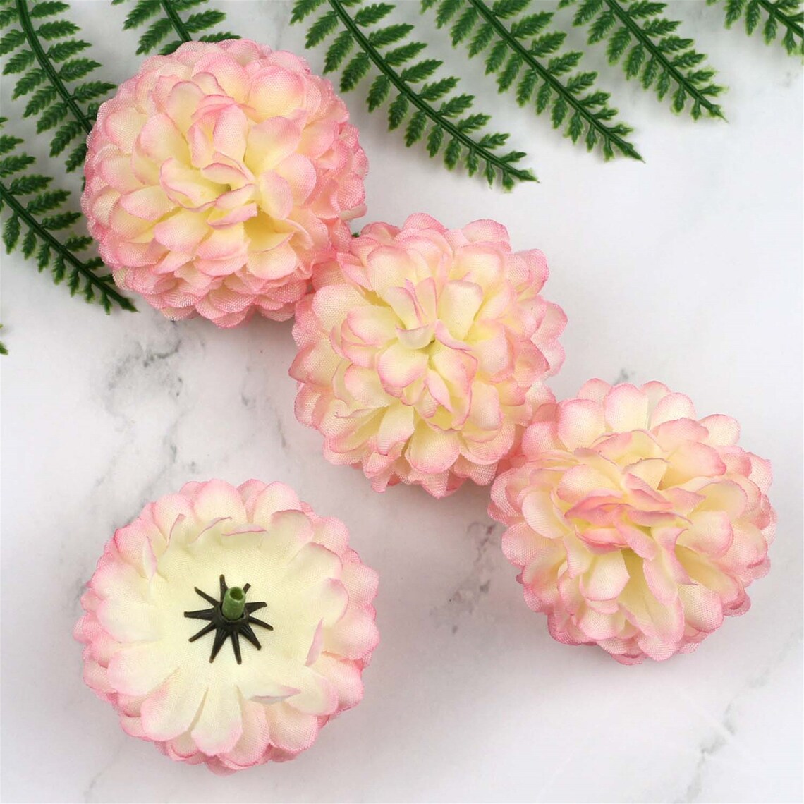 60PCS Flower heads in bulk Artificial Silk Pompom Carnation Etsy
