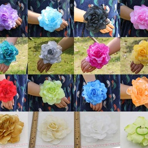 16 cm Pulsera grande con ramillete de muñeca Ramillete de muñeca de rosas para fiesta de graduación Accesorios para el cabello de boda Broche Tocado para el cabello Diademas Hiar 1/5PCS