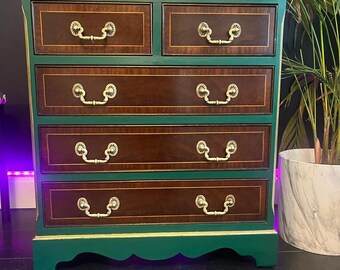 Beautifully  quality up-cycled and hand painted chest of drawers