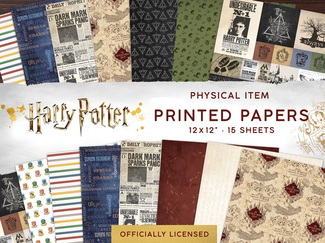 Harry Potter Scrapbook Paper 12x12 Physical Papers Set of 15 Sheets