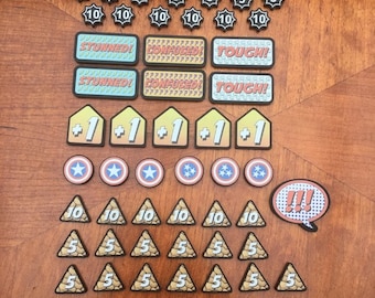 Superhero style tokens for use in Marvel Champions lcg, full colour.