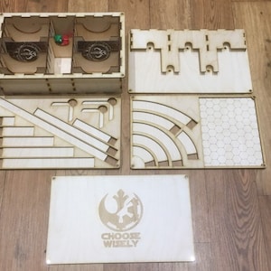 X-wing compatible template tray/box and tournament tray inc token section - fully magnetised - feldherr size