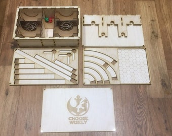 X-Wing Compatible Magnetized Template Tray & Tournament Box - Feldherr Size