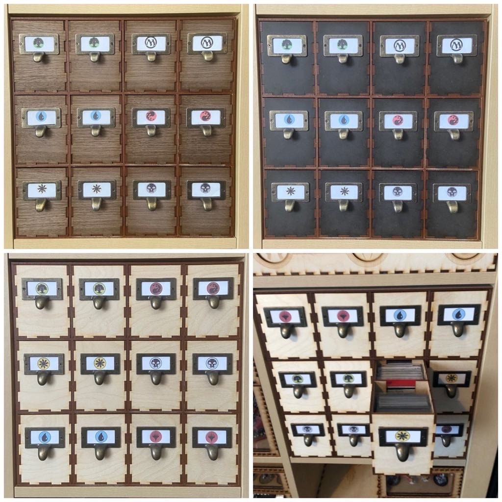 Beautiful 12 drawer card storage unit - Kallax unit compatable - ideal for card game cards, baseball cards, playing cards etc