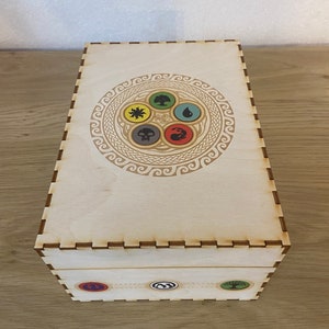 Caja de baraja compatible con Magic the Gathering. reunión caja de almacenamiento de colección de tarjetas. Caja de cubierta. Caja de madera. Accesorio.