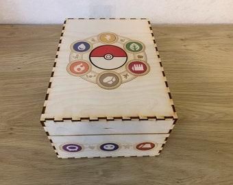 Pokemon Card Deck Box, Birch Plywood Storage with Dividers