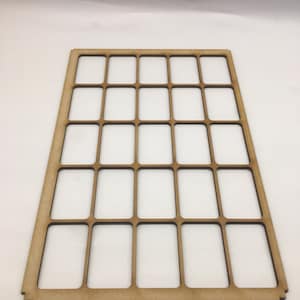 May include: A wooden frame with 24 rectangular openings, perfect for organizing small items like jewelry or craft supplies.