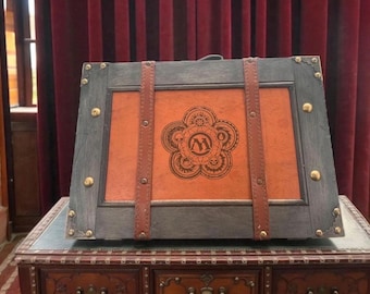 Caixa organizadora de cartões estilo vintage personalizável com gravação personalizável - Tamanho Médio