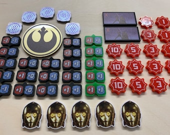 Hermoso conjunto de tokens compatibles con Star Wars Unlimited tcg. 50 piezas. Acrílico.