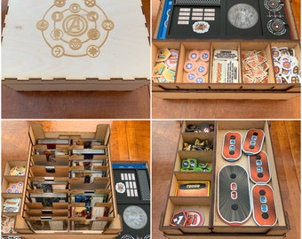 Engraved Wooden Card Game Box: Customizable Dividers