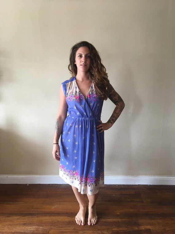 Blue Vintage Floral Frock Dress