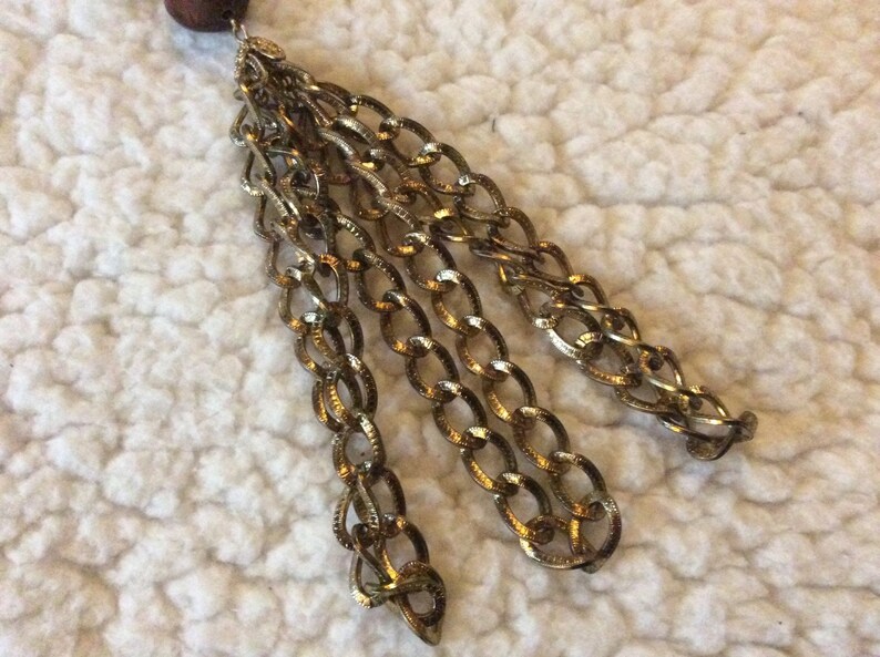 Butterscotch and Russet Bakelite Tassel Chain Necklace