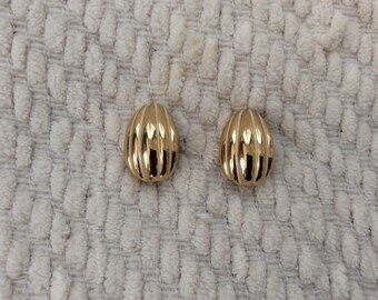 Gold and Enamel Easter Egg Shaped Clip On Earrings