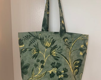 Big and Bold Reversible Green Floral Market Tote