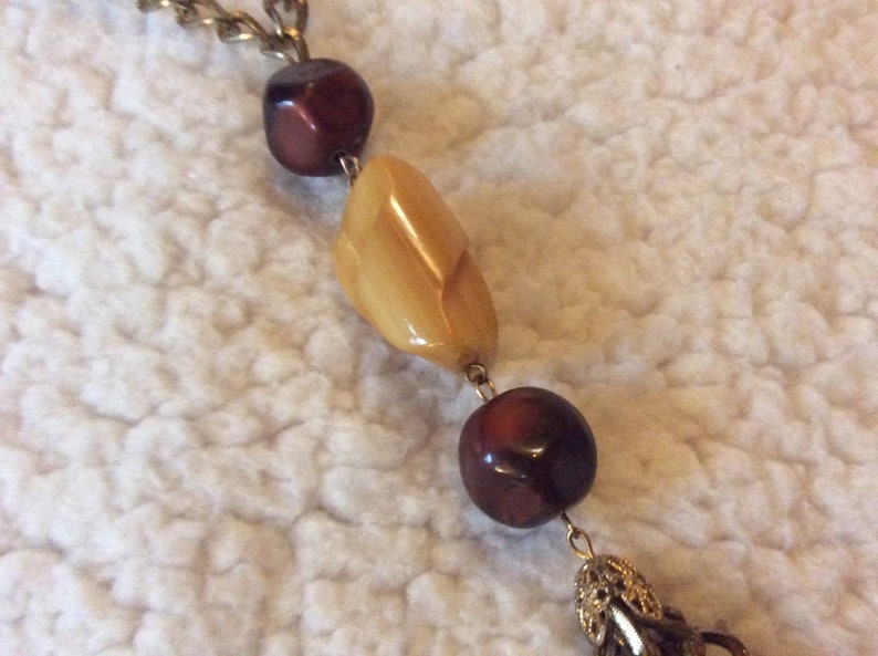 Butterscotch and Russet Bakelite Tassel Chain Necklace