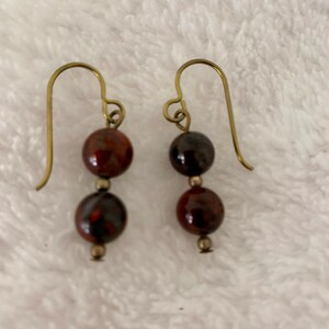 Russet and Deep Grey Beaded Dangle  Earrings