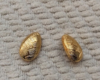 Brushed Gold Easter Egg Shaped Clip On Earrings