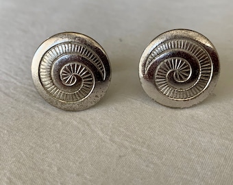 MCM  Anson Silver Tone Round Mollusk Cufflinks