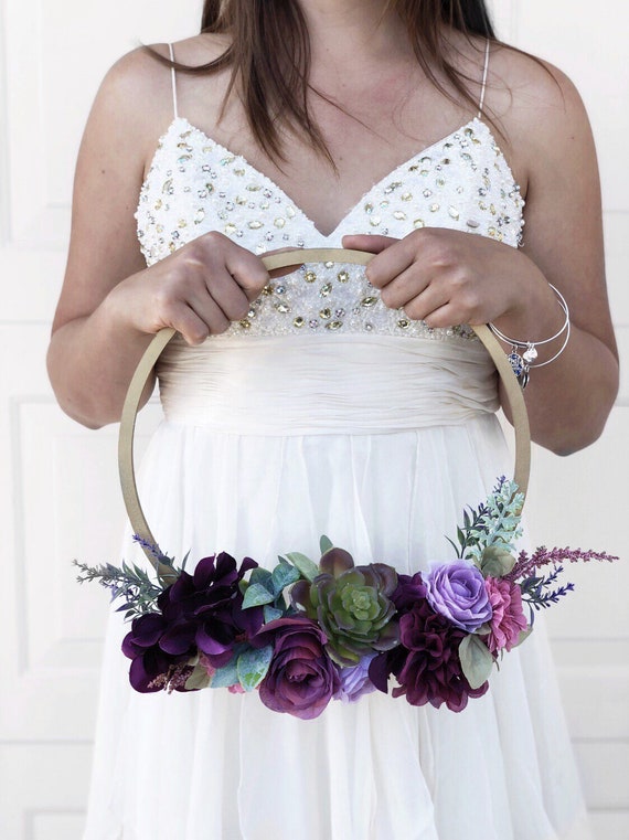 Items similar to Hoop bouquet, bridal flower hoop, flower ring. wreath