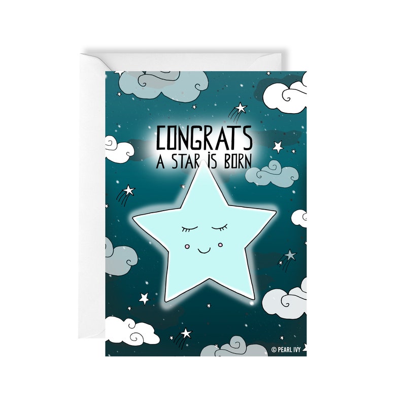 Star Baby Card Funny Greeting Cards New Baby Card Baby Card New Born