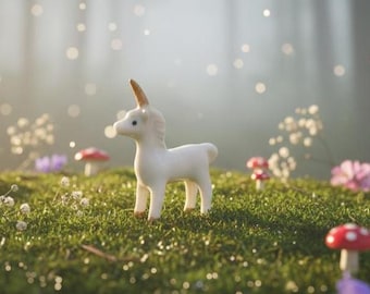 ヴィンテージ セラミック ユニコーン フィギュア ホワイト ブルー
