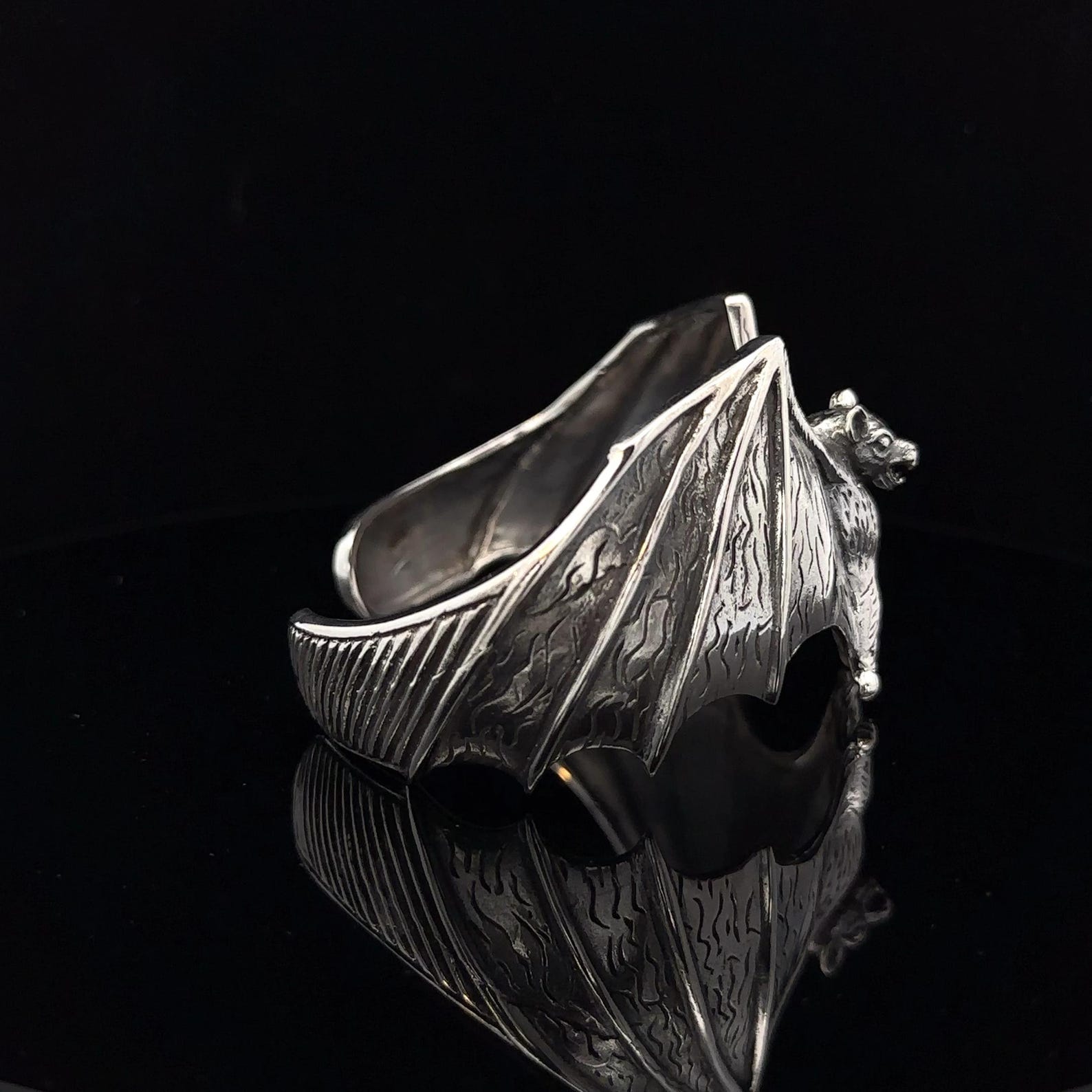 Vampire Bat Bangle Exclusive Design Goth Rock 92.5 Sterling Silver ...