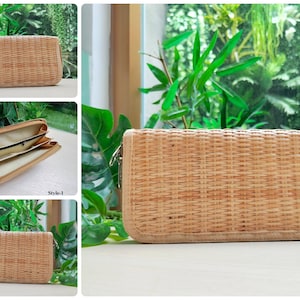 Bolso ecológico hecho a mano con billetera de ratán de paja tejida orgánica de MyanmarMakers