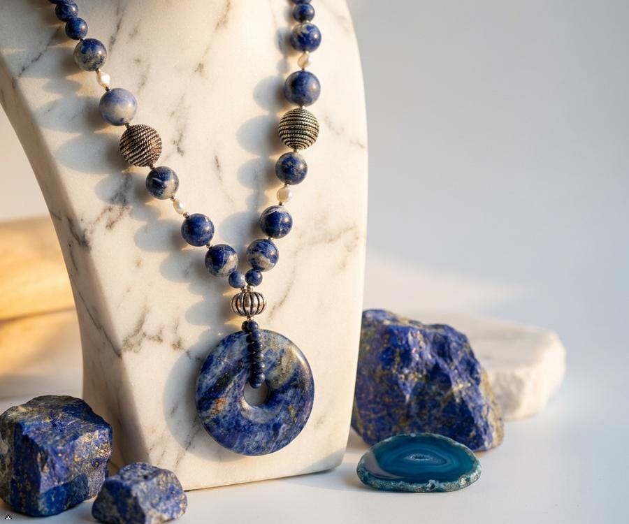 Blue quartzite necklace - Etsy 日本