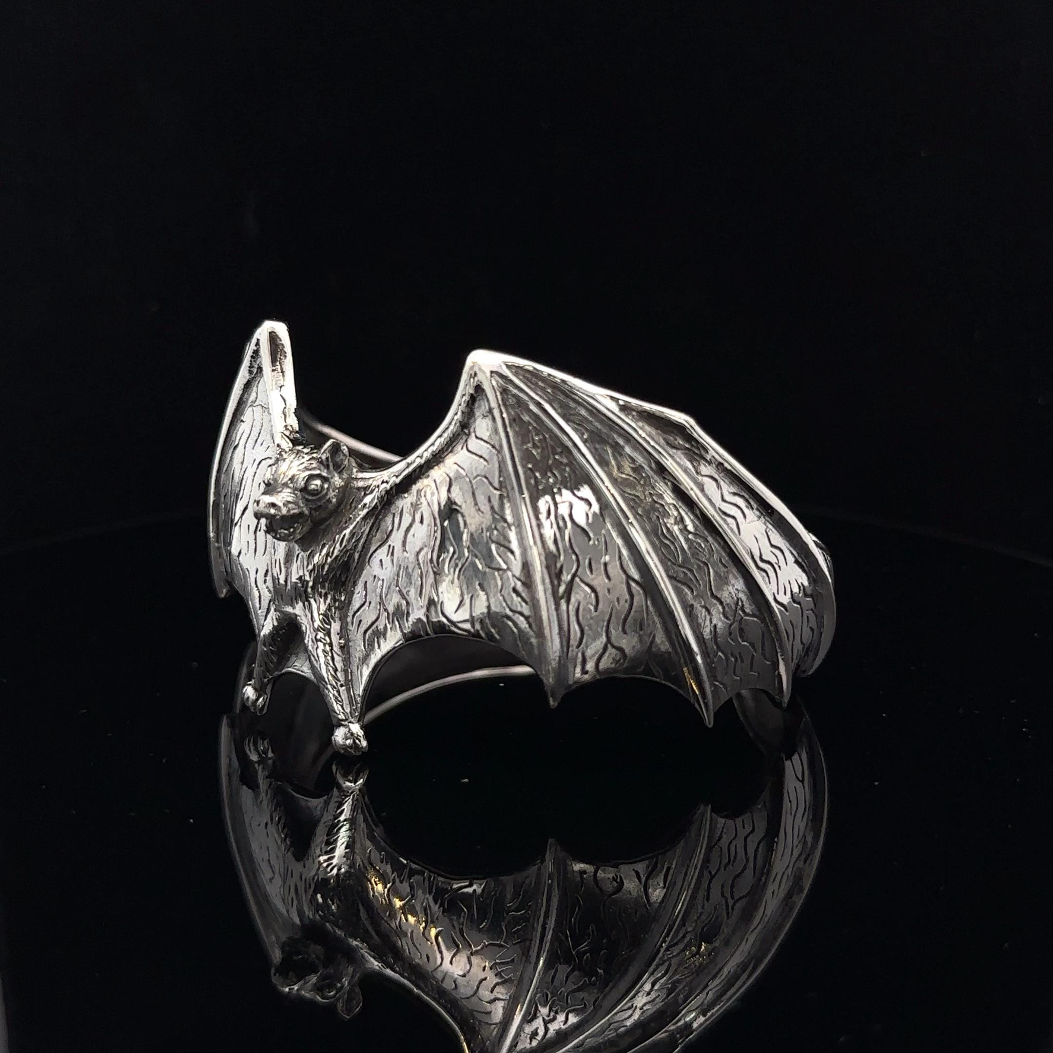 Vampire Bat Bangle Exclusive Design Goth Rock 92.5 Sterling Silver ...