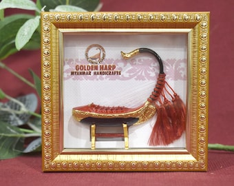 Miniatur burmesische Harfe Saung aus Myanmar Handicrafts Musik Saiteninstrument und Display Box