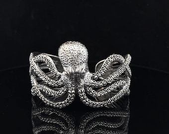Ocean Spirit Octopus Bangle 925 Sterling Silver Bracelet Octopus Cuff  Creature