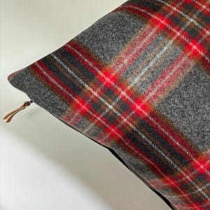 Red plaid pillow red and black plaid pillow exposed zipper 20&quot;22&quot;24&quot;14x24 Pendleton wool Housewarming Christmas pillow