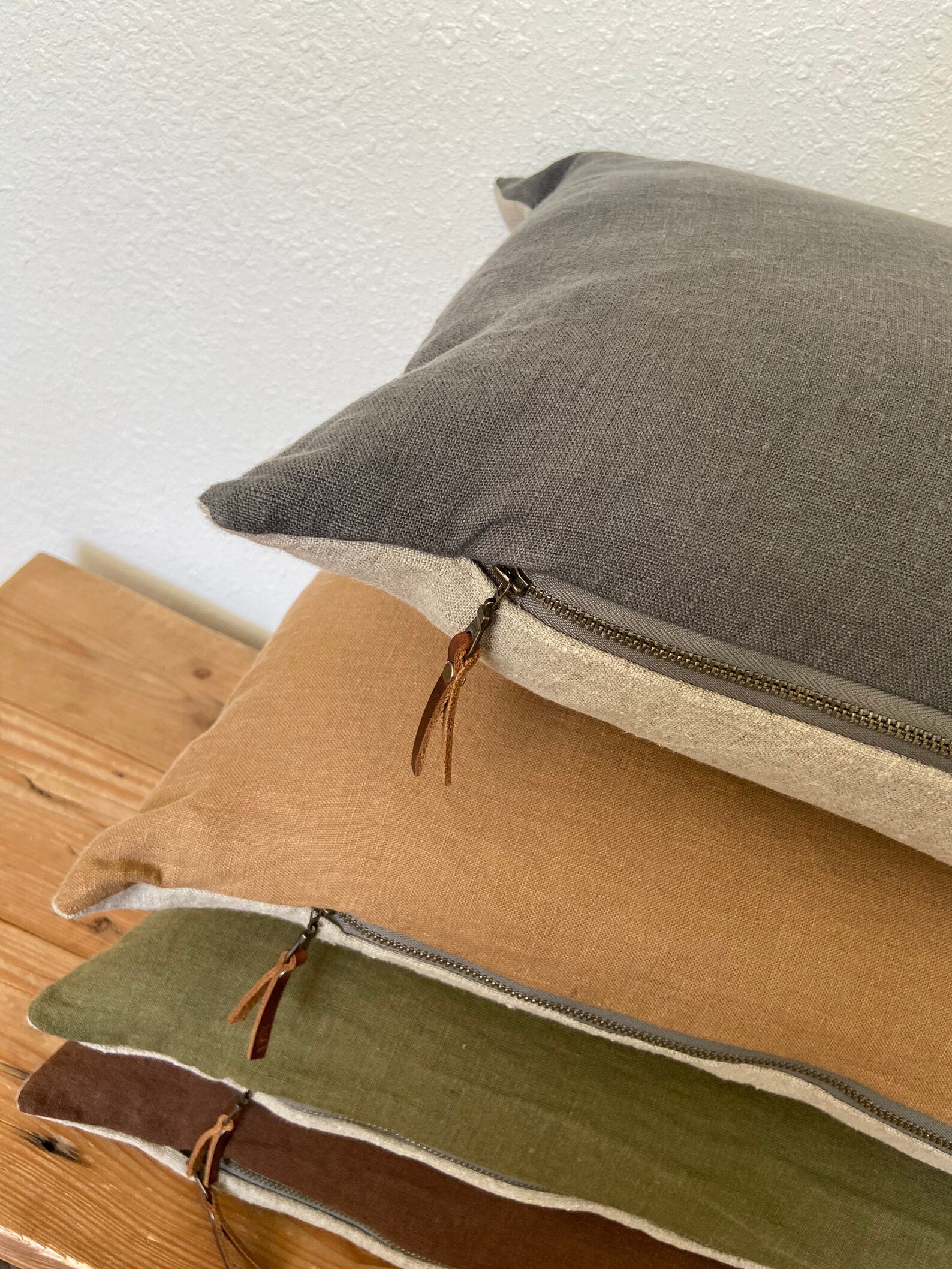 Olive Simple Linen Pillow main image 0