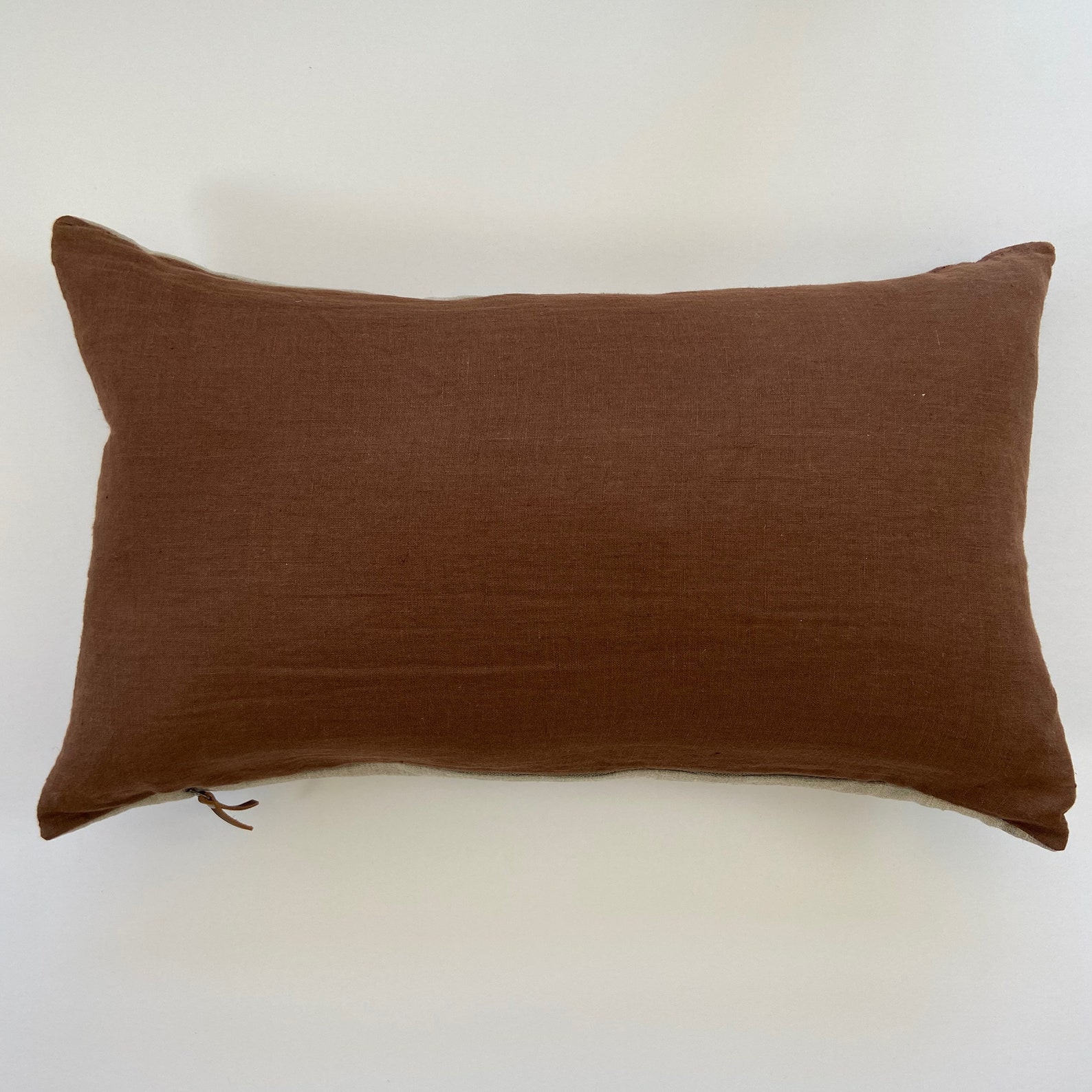 Brown Linen Pillow Cover With Natural Linen Backing Made With Etsy