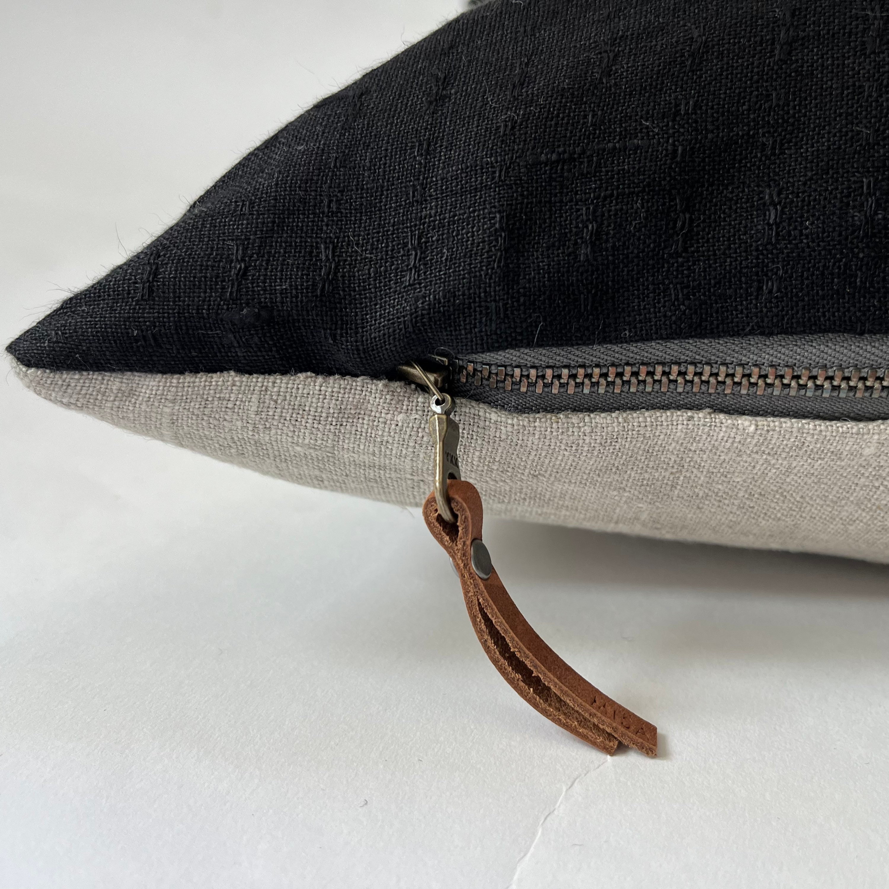 Black linen pillow covers hot sale