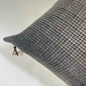 Gray wool pillow plaid wool pillow exposed zipper 20&quot;22&quot;24&quot;14x24 made with Pendleton wool Housewarming gift