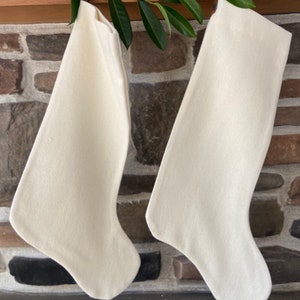 Christmas stocking cream wool stockings leather hanging tabs handmade with Pendleton wool many available