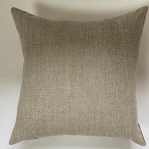 white and tan plaid linen pillow cover exposed zipper-leather pull 20222414x24 high quality 100% linen housewarming gift image 6