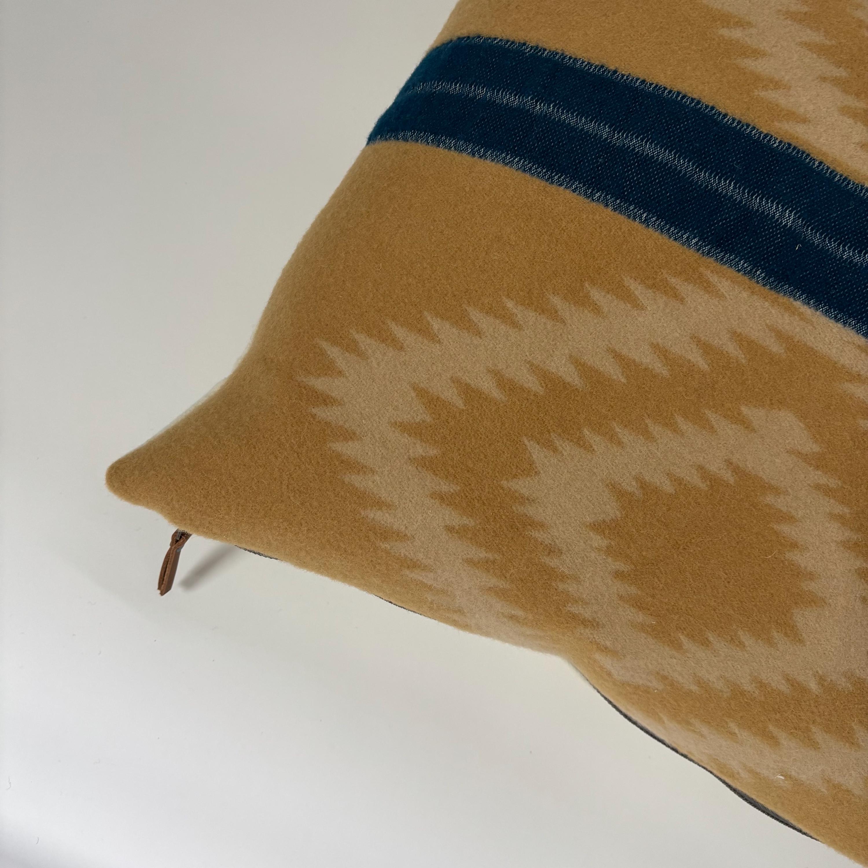 Handcrafted Pendleton Wool Pillow Cover: Gold Aztec Southwestern Design (18x18”)