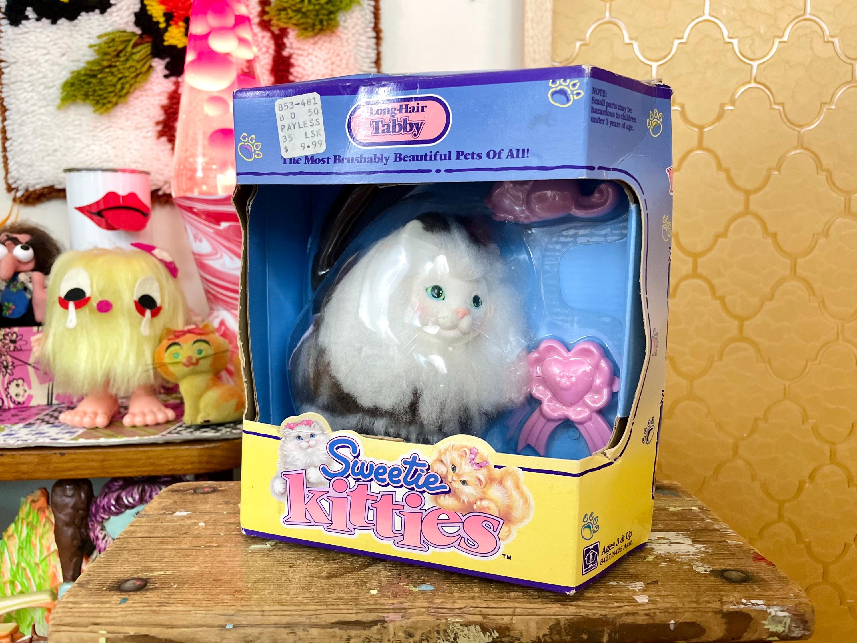 Vintage 80s Sweetie Kitties Long-hair Tabby Flocked Brushable Cat