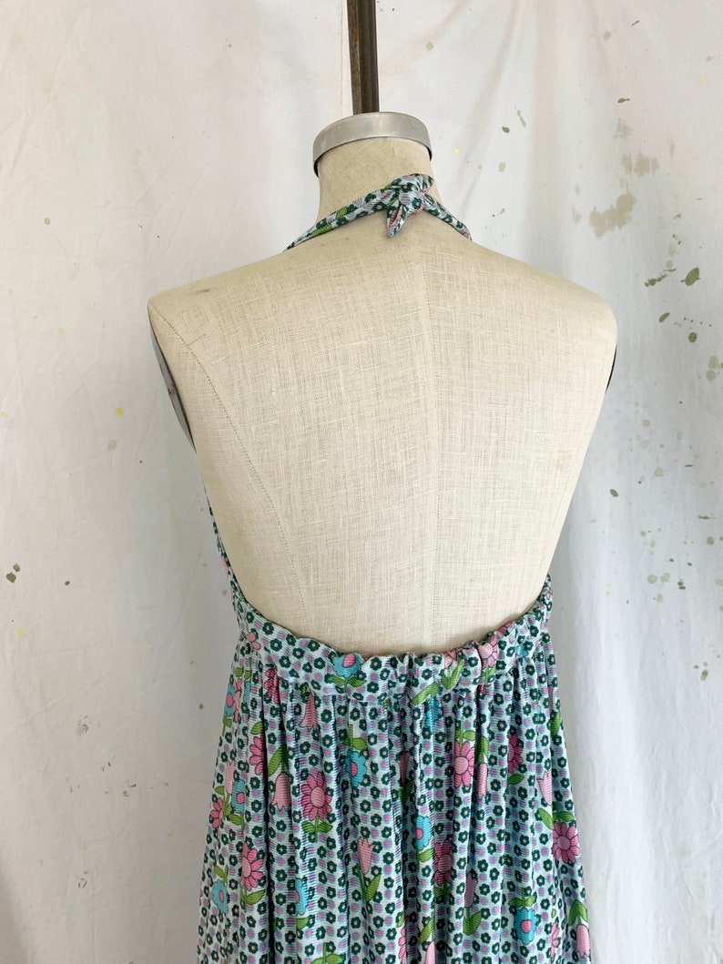 Vintage 1960s Groovy Floral Print Halter Neck Maxi Dress sz S | Etsy