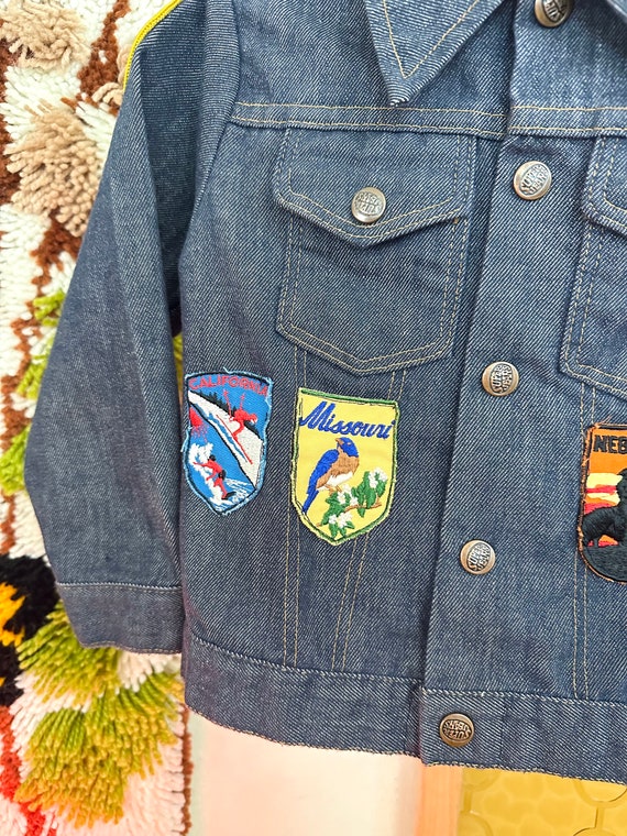Vintage 70s Kids Denim Trucker Jacket w/ 10 Patch… - image 6