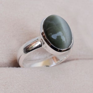 Natürliche Katzenauge Ring Birthstone Katzenauge Ring 925 Sterling Silber Katzenauge Schmuck handgemachter 925 Sterling Silber Edelstein Ring-U469